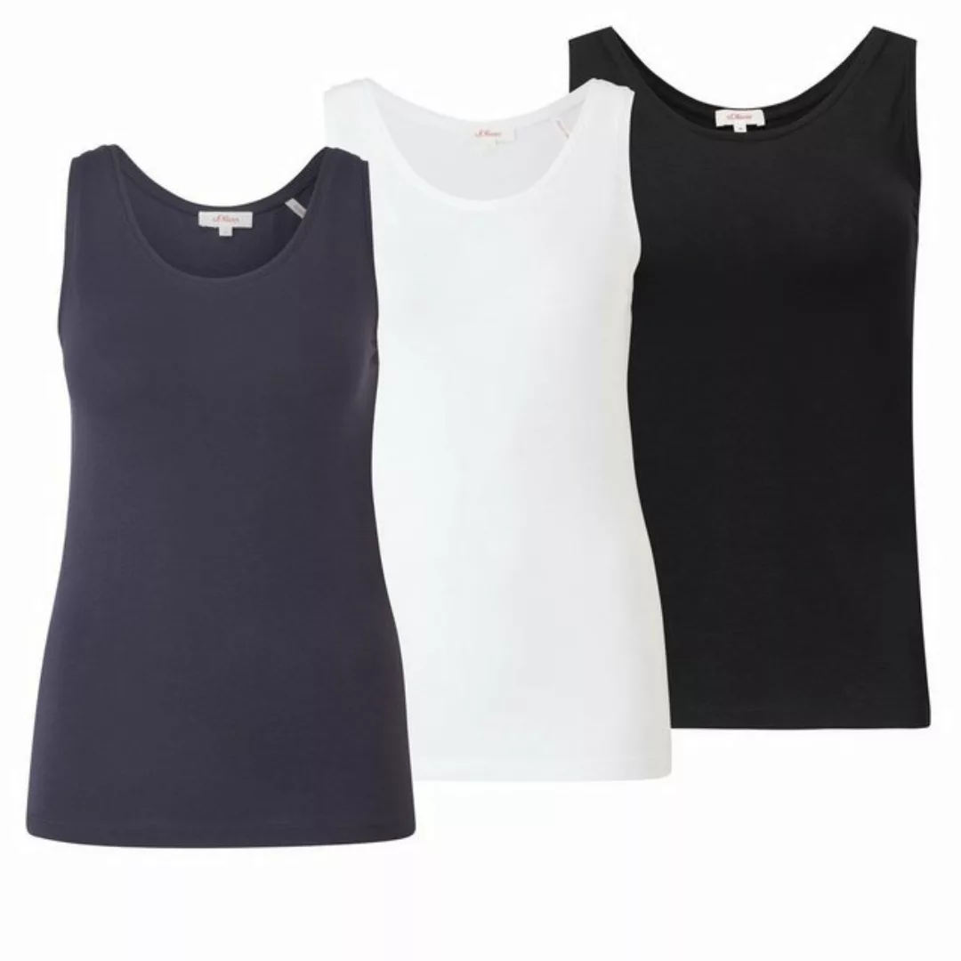 s.Oliver T-Shirt Basic-Top (3-tlg) runder Ausschnitt, breite Träger, Slim F günstig online kaufen