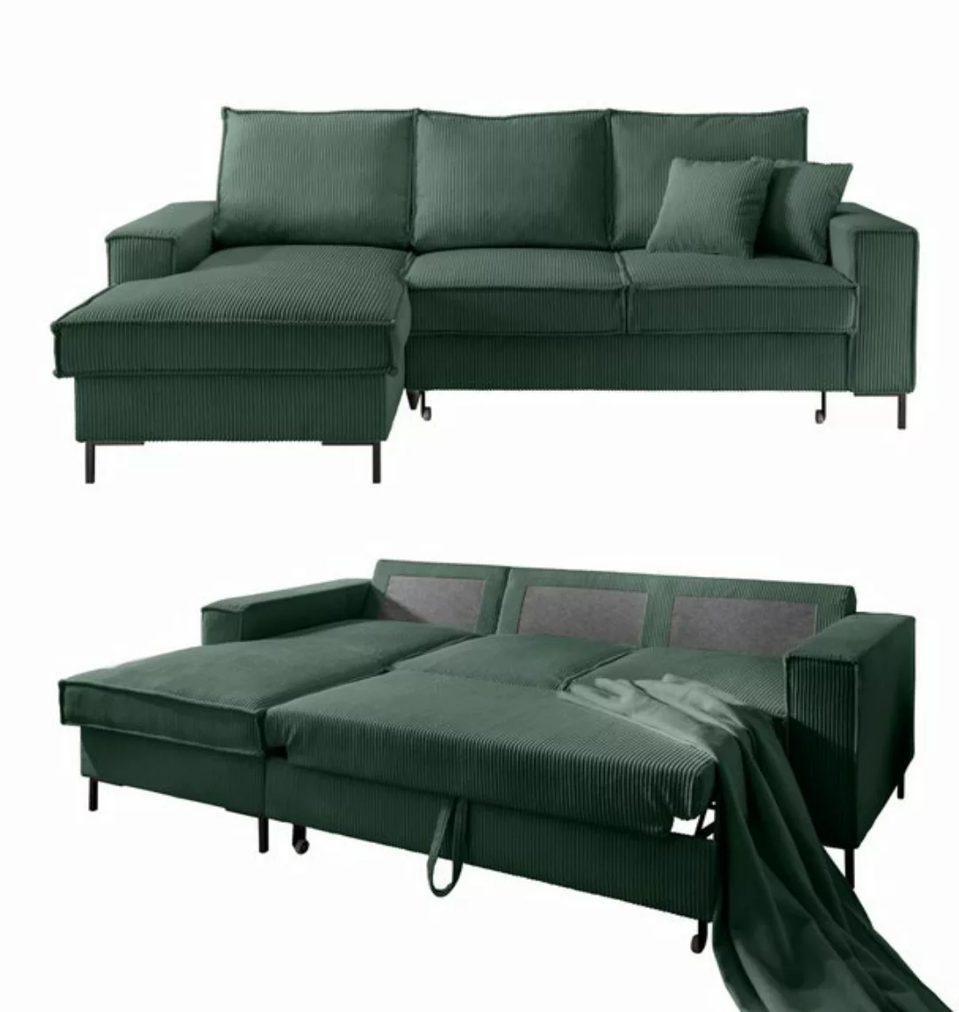 luma-home Ecksofa 17224, mit Bettfunktion und Bettkasten 240x150 cm, Wellen günstig online kaufen