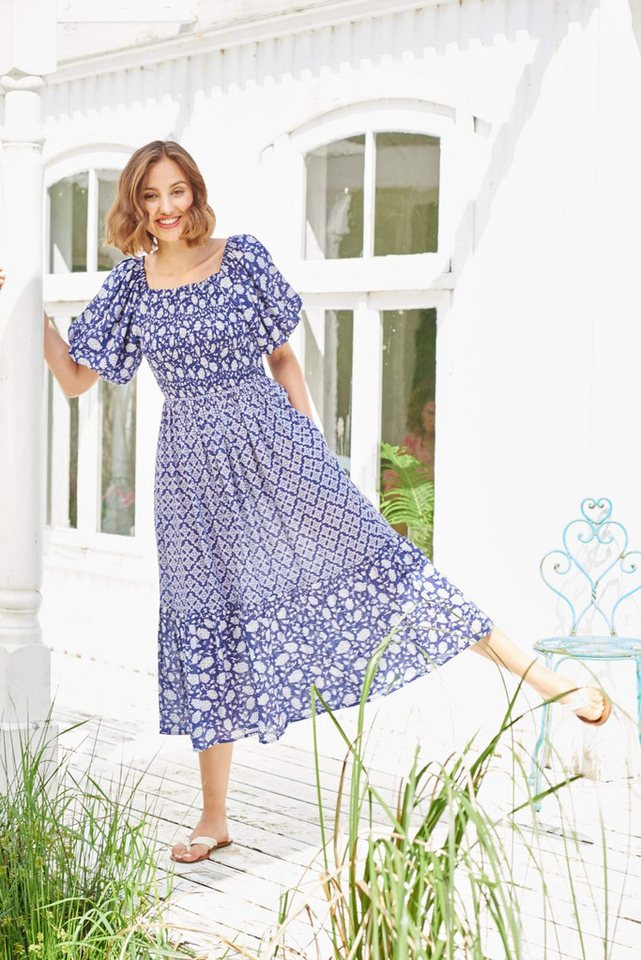 Himalaya Clothing Sommerkleid Midikleid mit floralem Patchwork und Pufferär günstig online kaufen