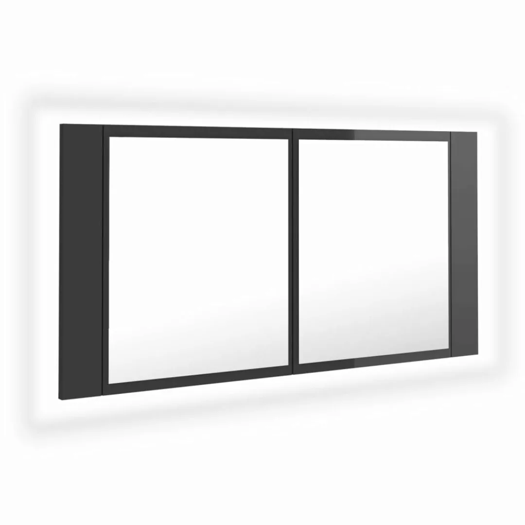 Led-bad-spiegelschrank Hochglanz-grau 90x12x45 Cm günstig online kaufen