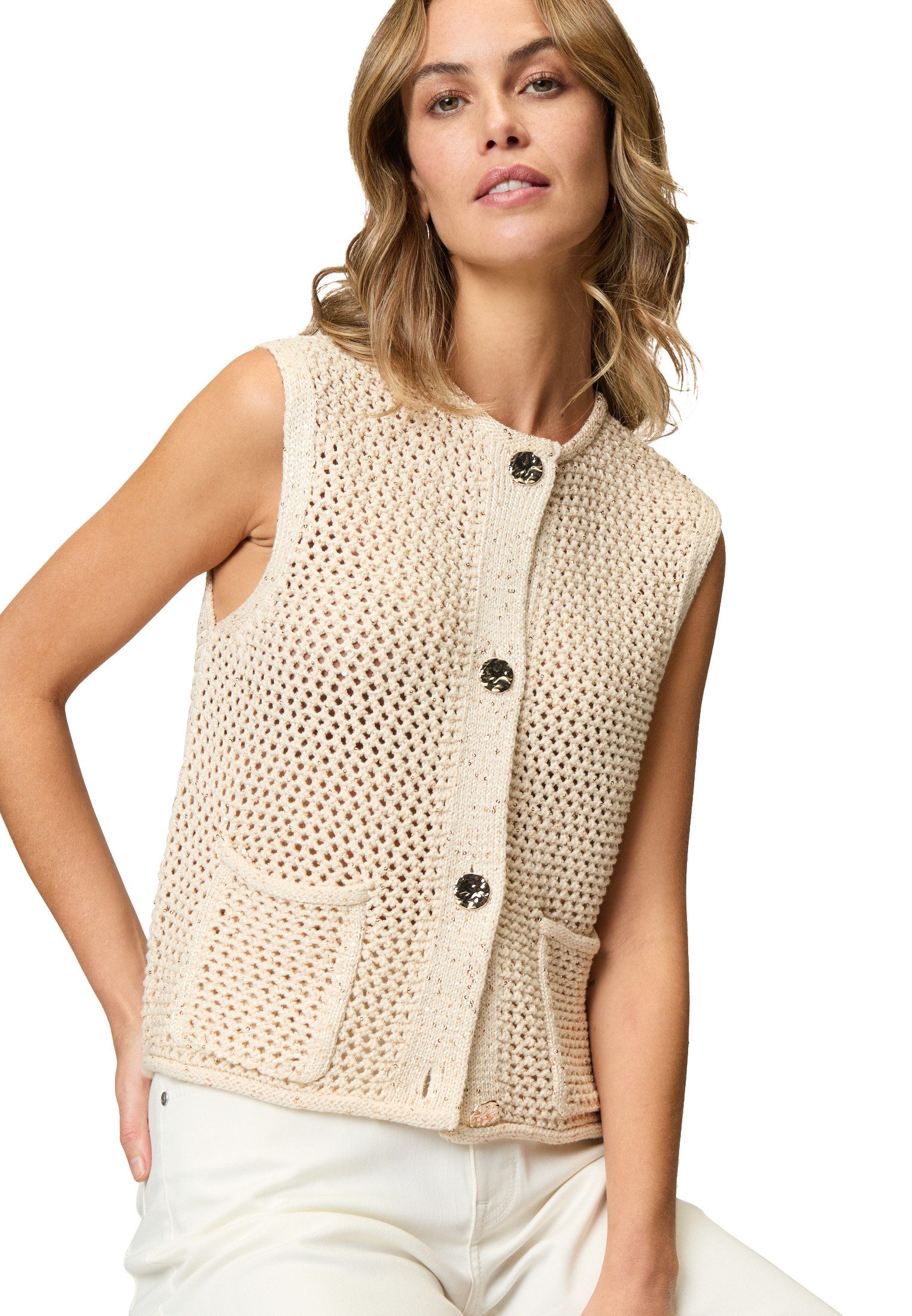 Zero Strickpullover zero Strickweste mit Glitzer günstig online kaufen