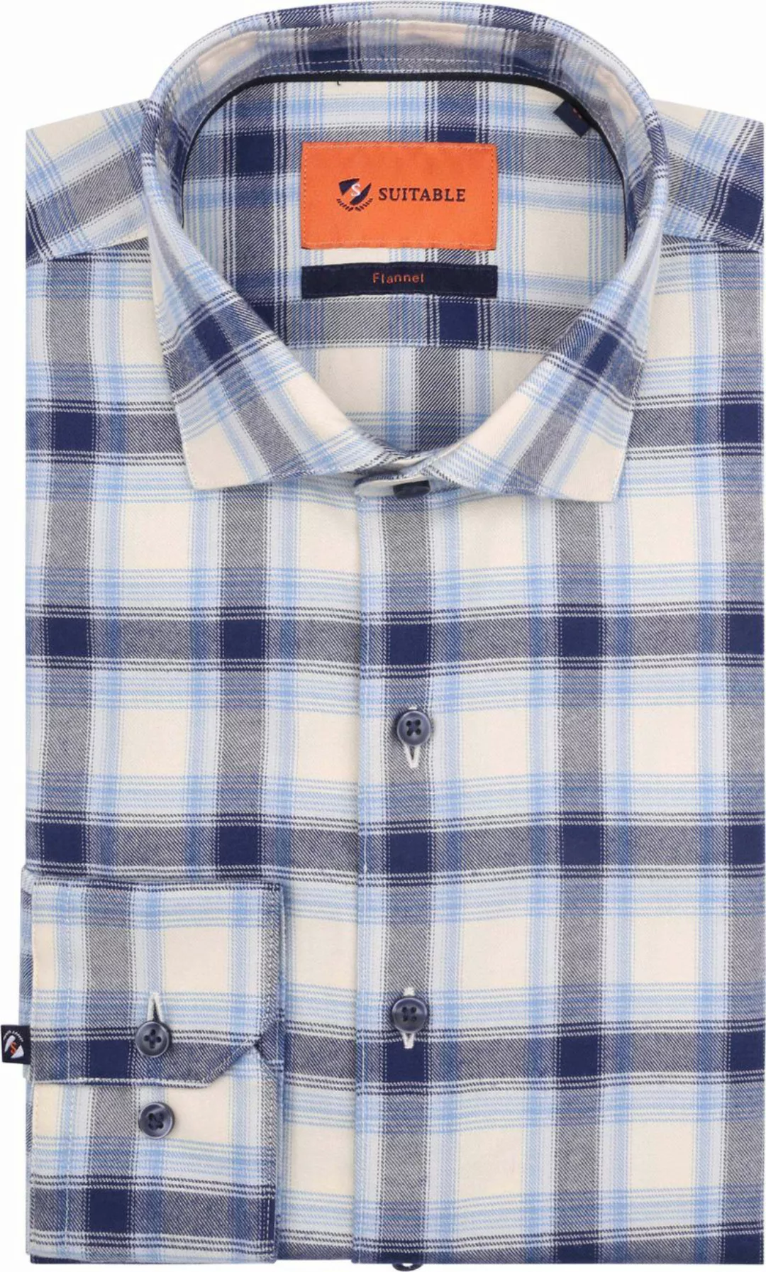 Suitable Hemd Widespread Flanel Kariert Blau - Größe 41 günstig online kaufen