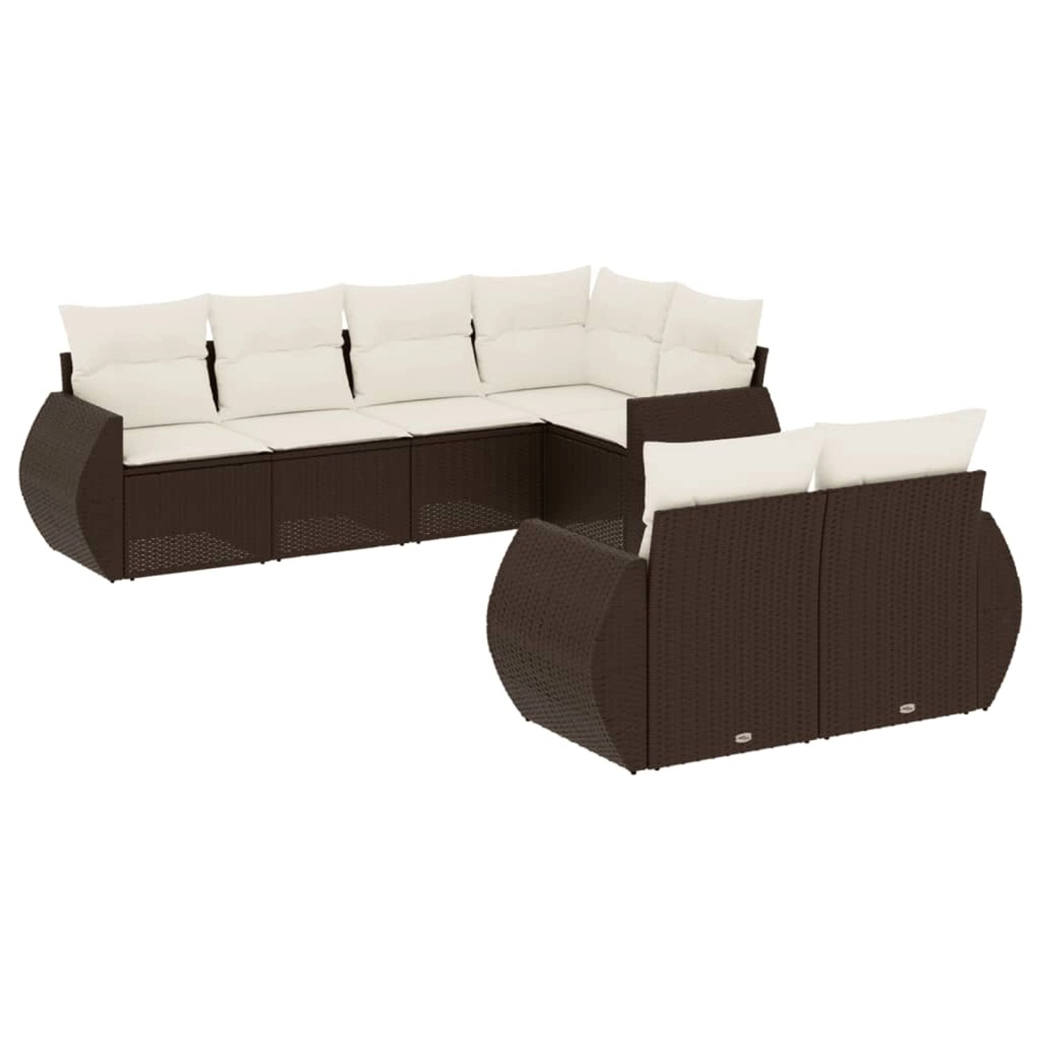 vidaXL 7-Tlg Garten-Sofagarnitur mit Kissen Braun Poly Rattan 3253950 günstig online kaufen