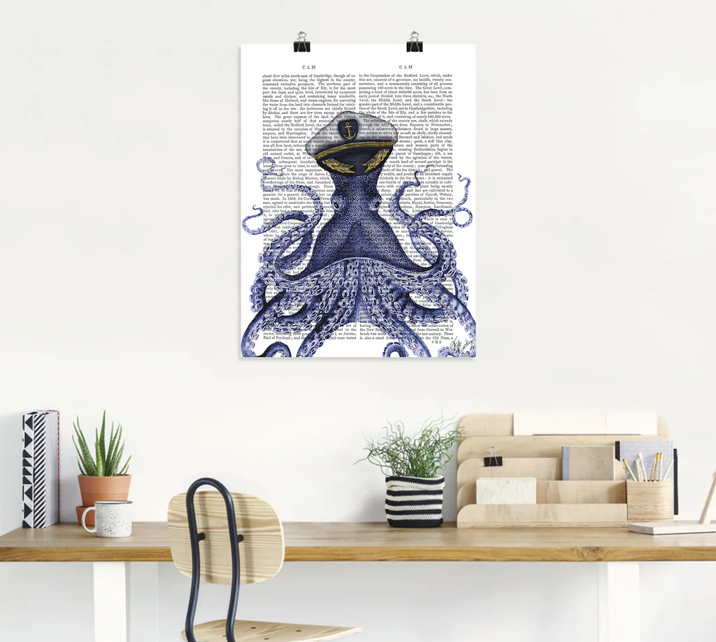 Artland Poster "Kapitän Oktopus", Wassertiere, (1 St.), als Alubild, Leinwa günstig online kaufen