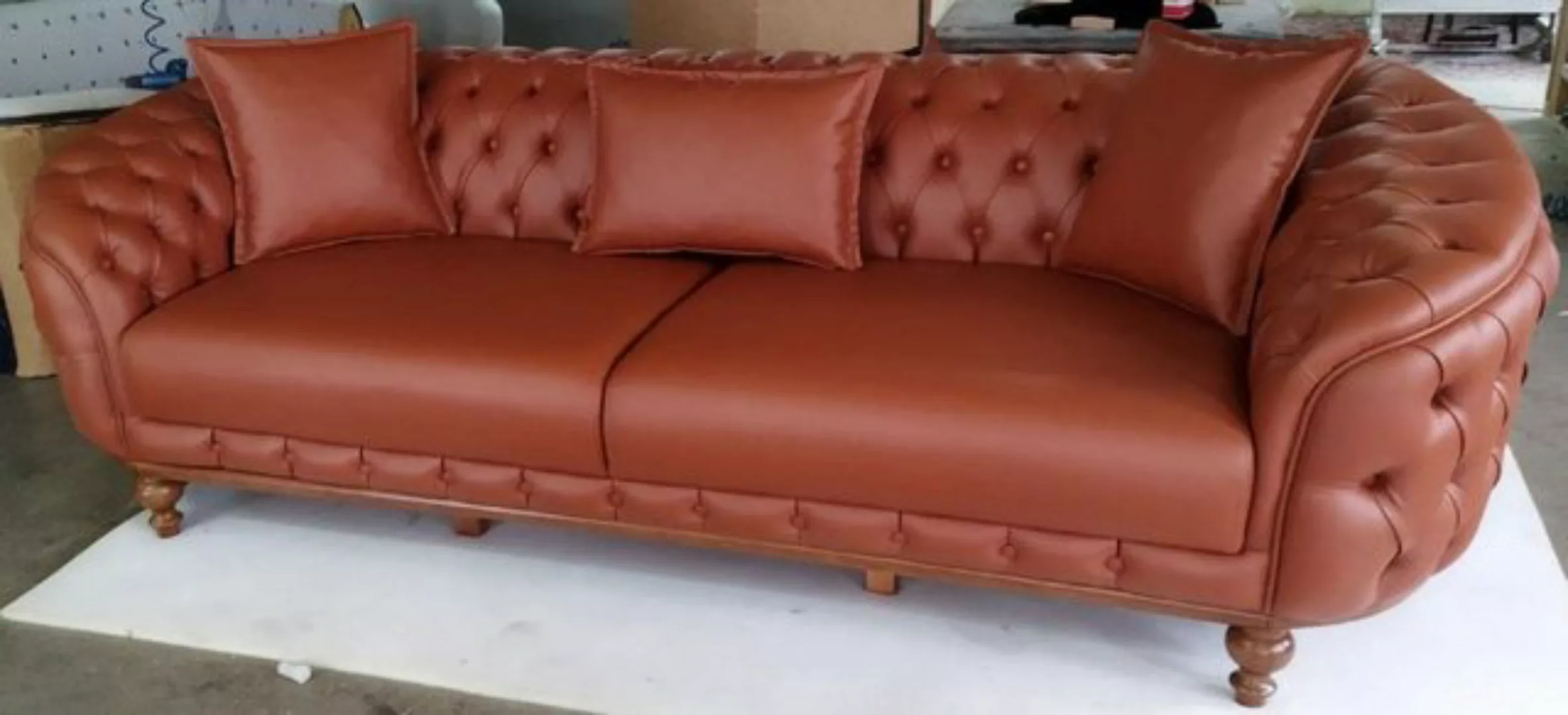 Casa Padrino Chesterfield-Sofa Casa Padrino Luxus Chesterfield Kunstleder S günstig online kaufen