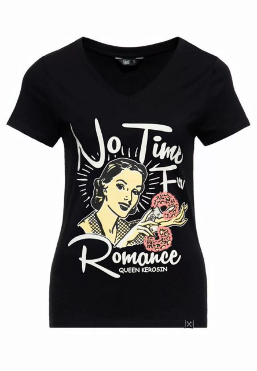 QueenKerosin Print-Shirt No Time For Romance mit Front-Print im 50s Style günstig online kaufen