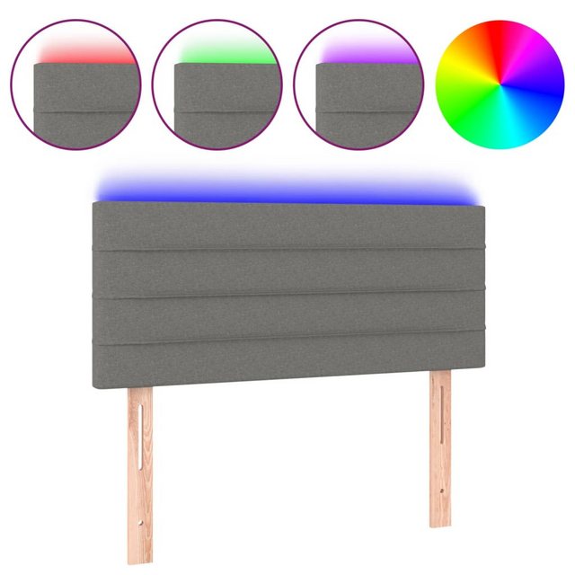 vidaXL Bett, LED Kopfteil Dunkelgrau 90x5x78/88 cm Stoff günstig online kaufen