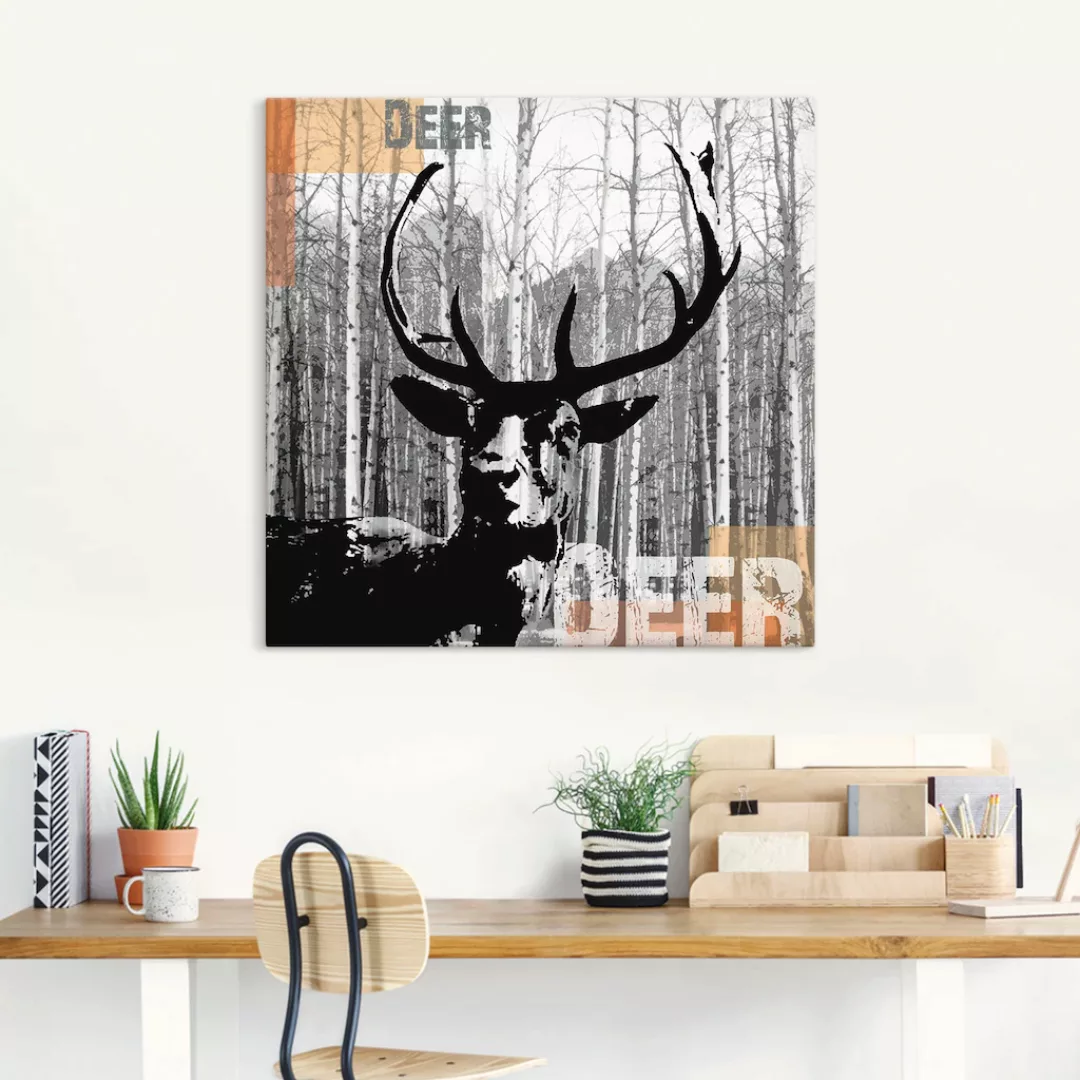 Artland Wandbild »Hirsch Collage«, Wildtiere, (1 St.), als Leinwandbild, Po günstig online kaufen