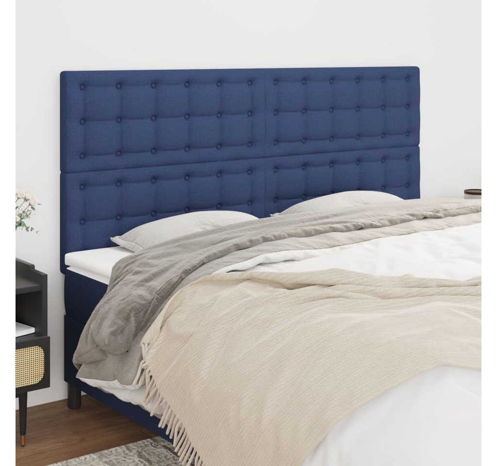 vidaXL Bett, Kopfteile 4 Stk. Blau 80x5x78/88 cm Stoff günstig online kaufen