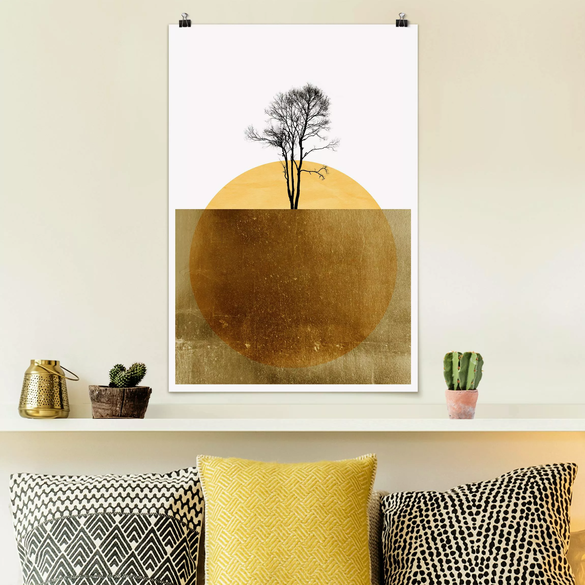 Poster Goldene Sonne mit Baum günstig online kaufen
