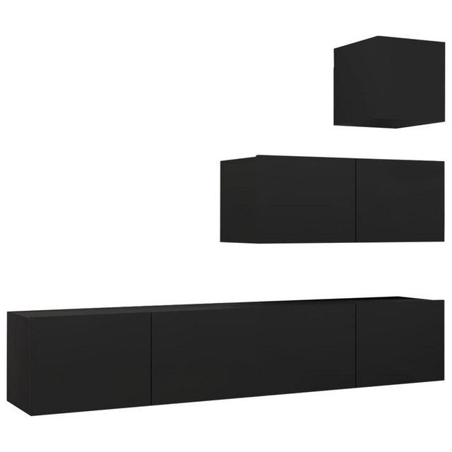 furnicato TV-Schrank 4-tlg. TV-Schrank-Set Schwarz Holzwerkstoff (1-St) günstig online kaufen