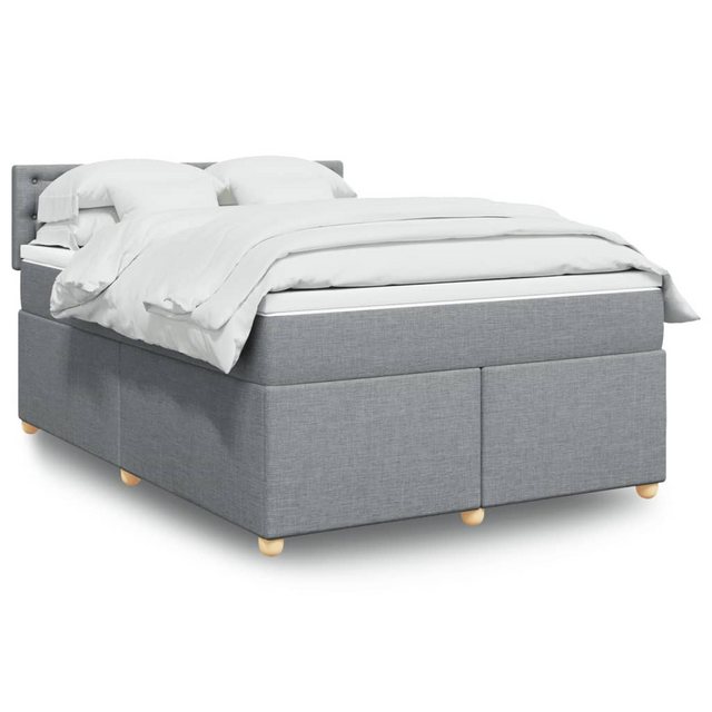 vidaXL Boxspringbett, Boxspringbett mit Matratze Hellgrau 140x190 cm Stoff günstig online kaufen