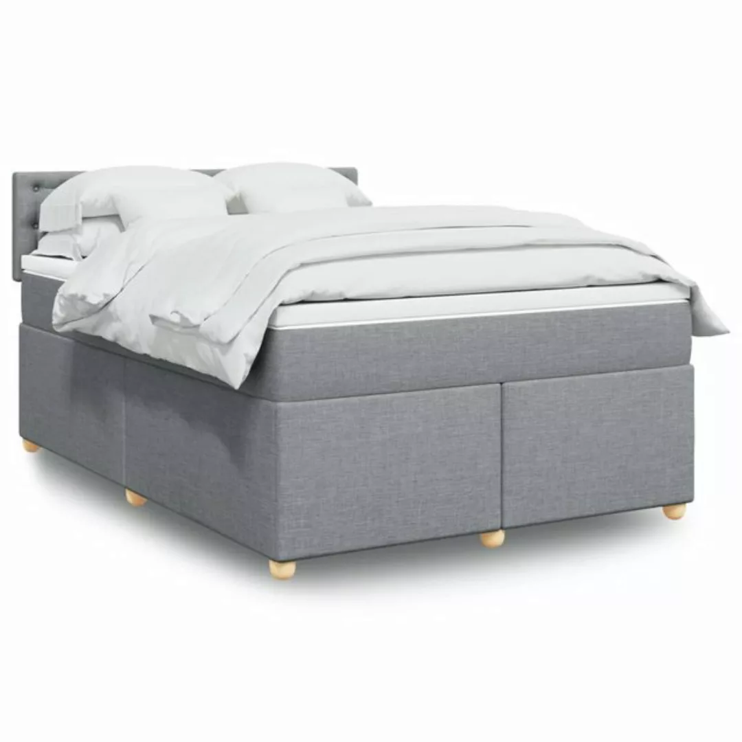 vidaXL Boxspringbett, Boxspringbett mit Matratze Hellgrau 140x190 cm Stoff günstig online kaufen