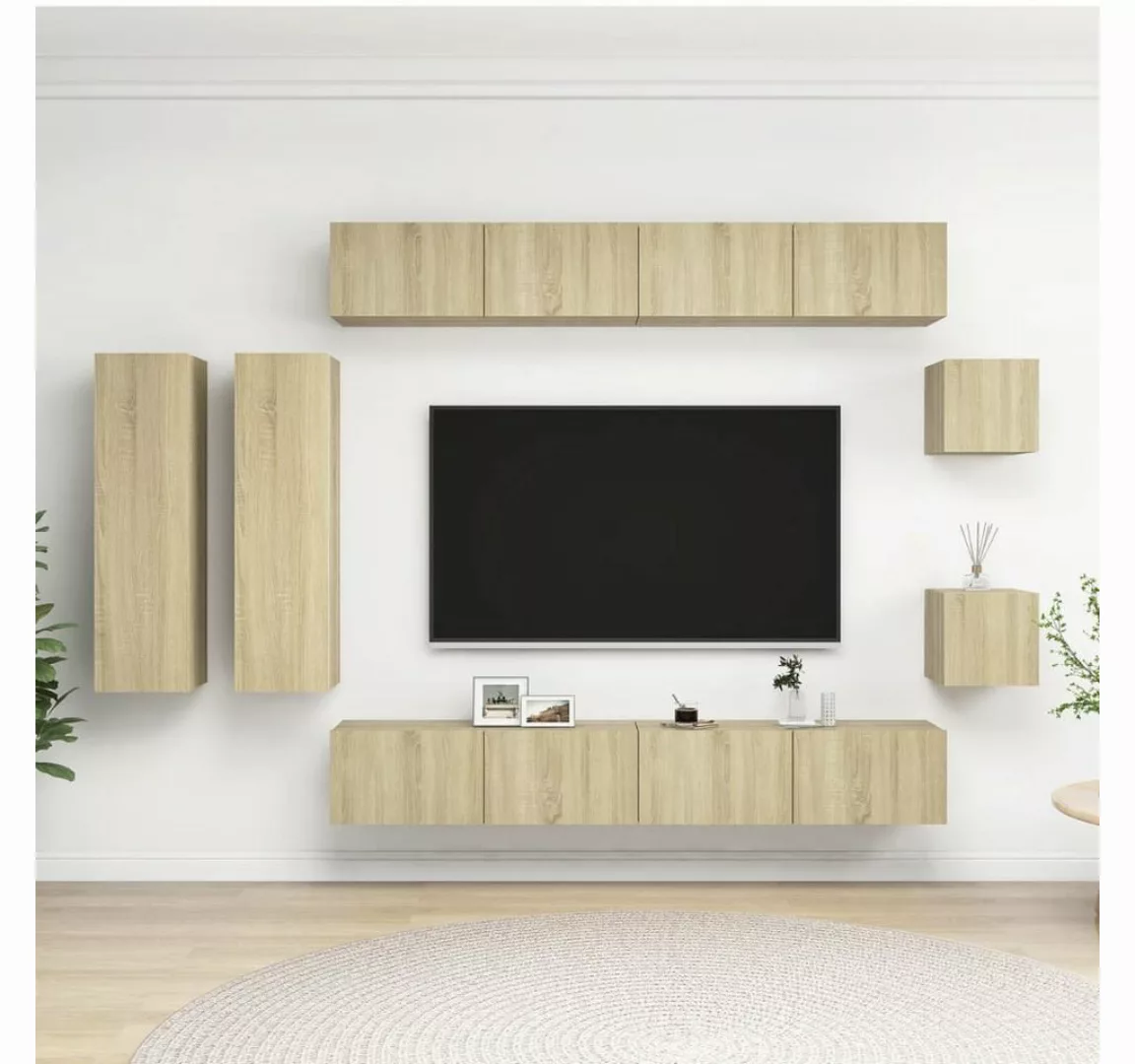 furnicato TV-Schrank 8-tlg. TV-Schrank-Set Sonoma-Eiche Holzwerkstoff günstig online kaufen