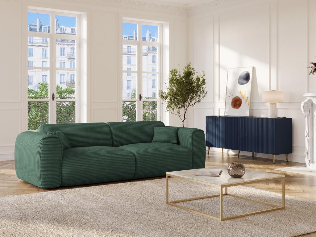 Sofa 4-Sitzer mit Matratze - Cord - Tannengrün - POGNIA günstig online kaufen