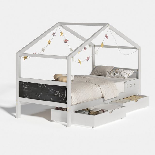 AUKWIK Kinderbett 90x200cm Komplettbett Kinderbetten, Hausbett/Hochbett (Ha günstig online kaufen