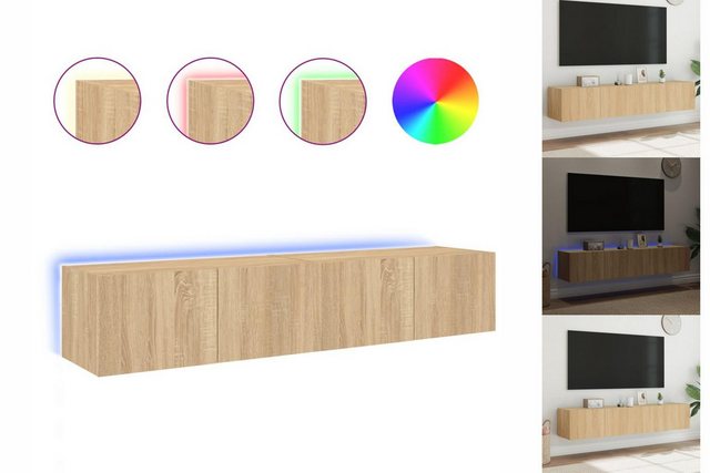 vidaXL TV-Schrank 2tlg TV Lowboard Hängeschrank Wandschrank mit LED Leuchte günstig online kaufen