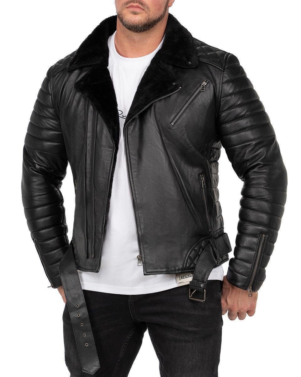 Reichstadt Lederjacke Herren Regular Fit Bikerjacke günstig online kaufen