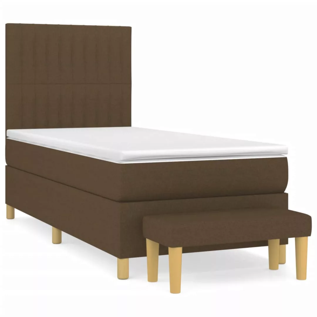 Vidaxl Boxspringbett Mit Matratze Dunkelbraun 100x200 Cm Stoff günstig online kaufen