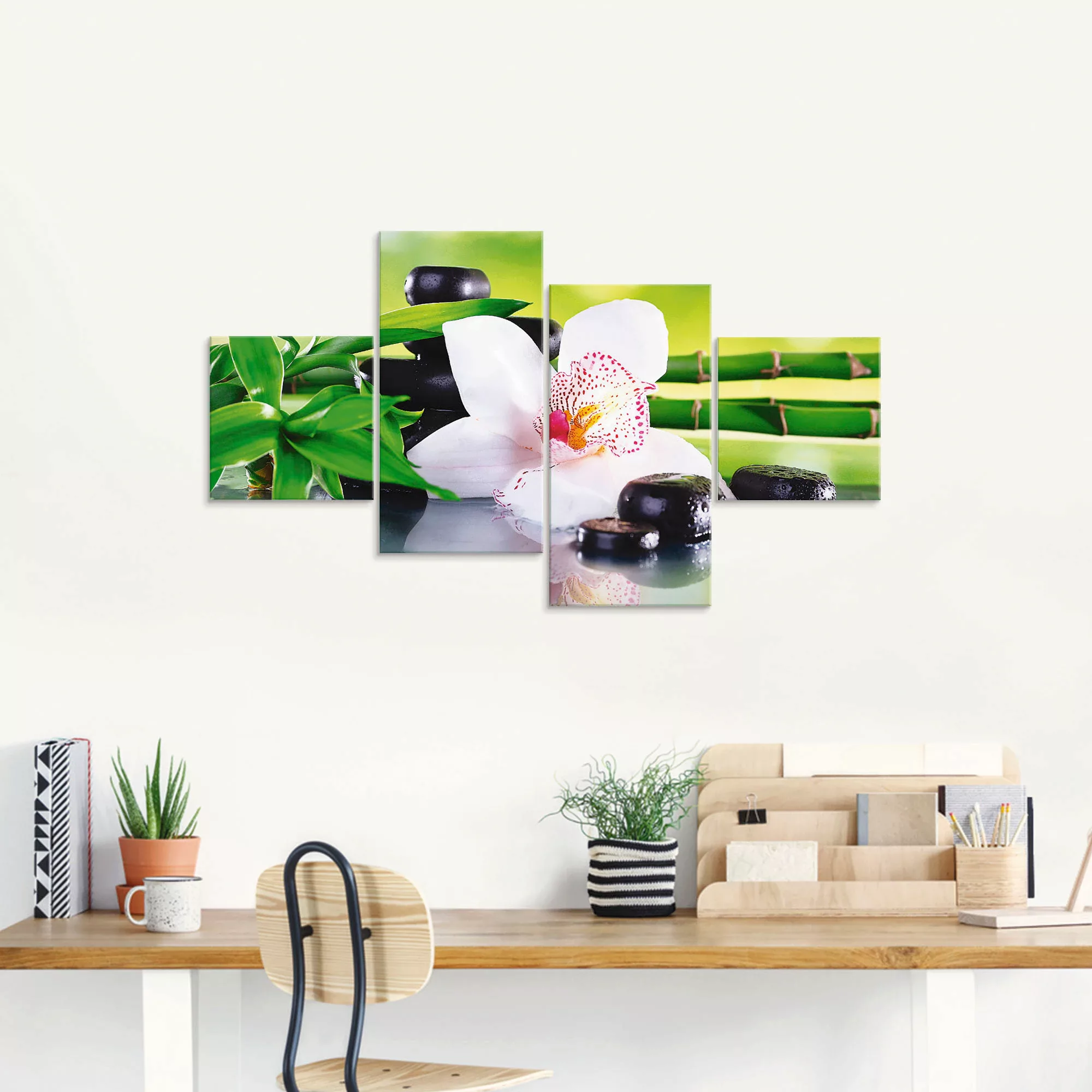 Artland Glasbild »Spa Steine Bambus Zweige Orchidee«, Zen, (4 St.), in vers günstig online kaufen