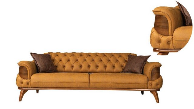 Xlmoebel Sofa Hochwertiges 3-teiliges Set mit braunem Chesterfield-Sofa und günstig online kaufen