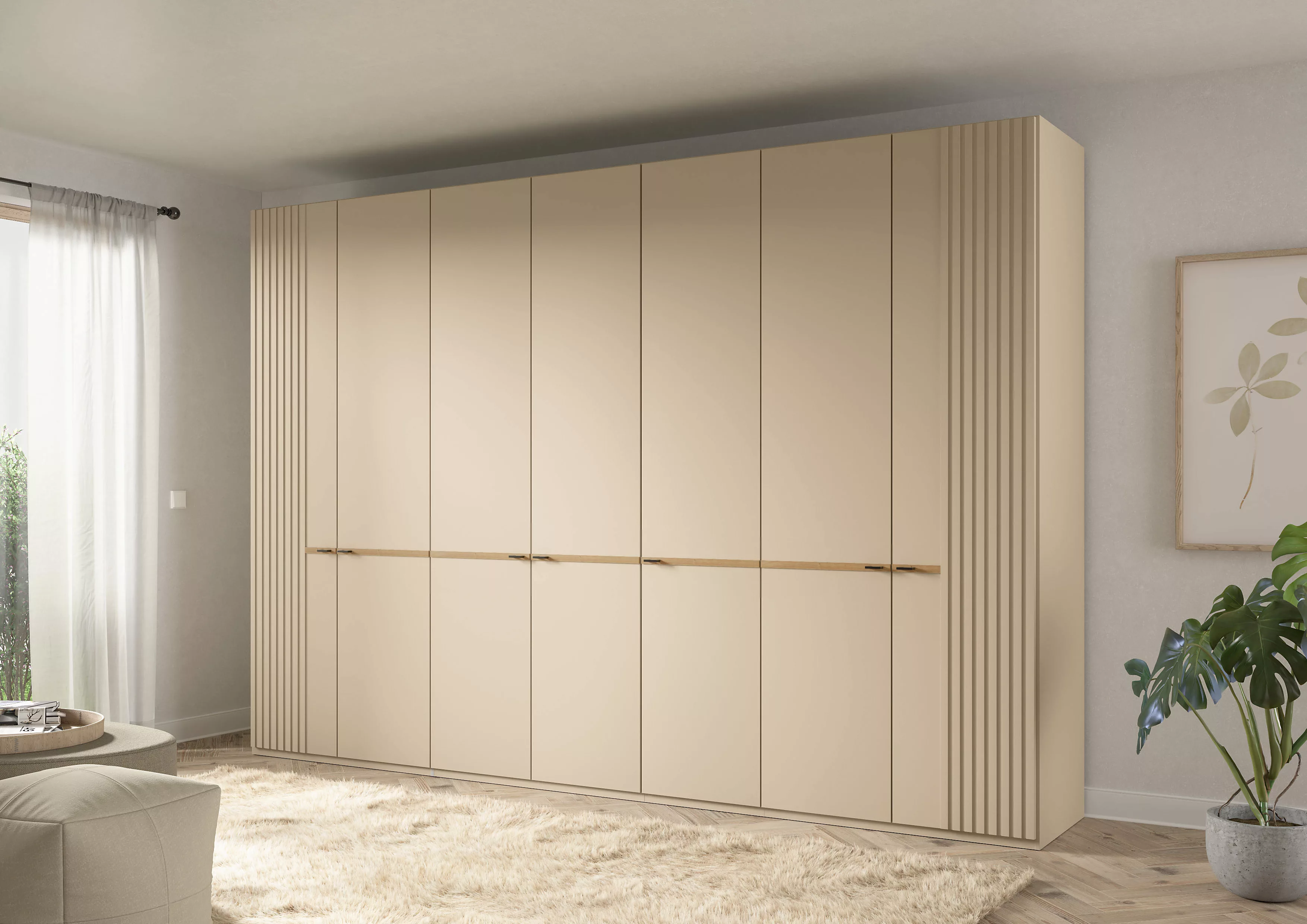 Musterring Drehtürenschrank "Isabelle", Lamellen in Eiche, Griffe in schwar günstig online kaufen
