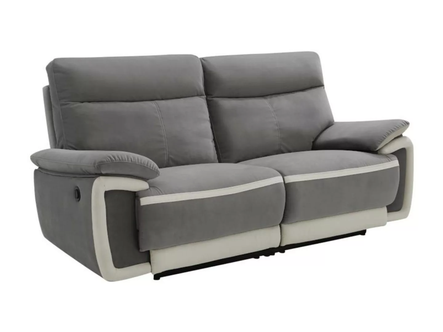 Relaxsofa elektrisch 3-Sitzer METTI - Samt - Grau günstig online kaufen