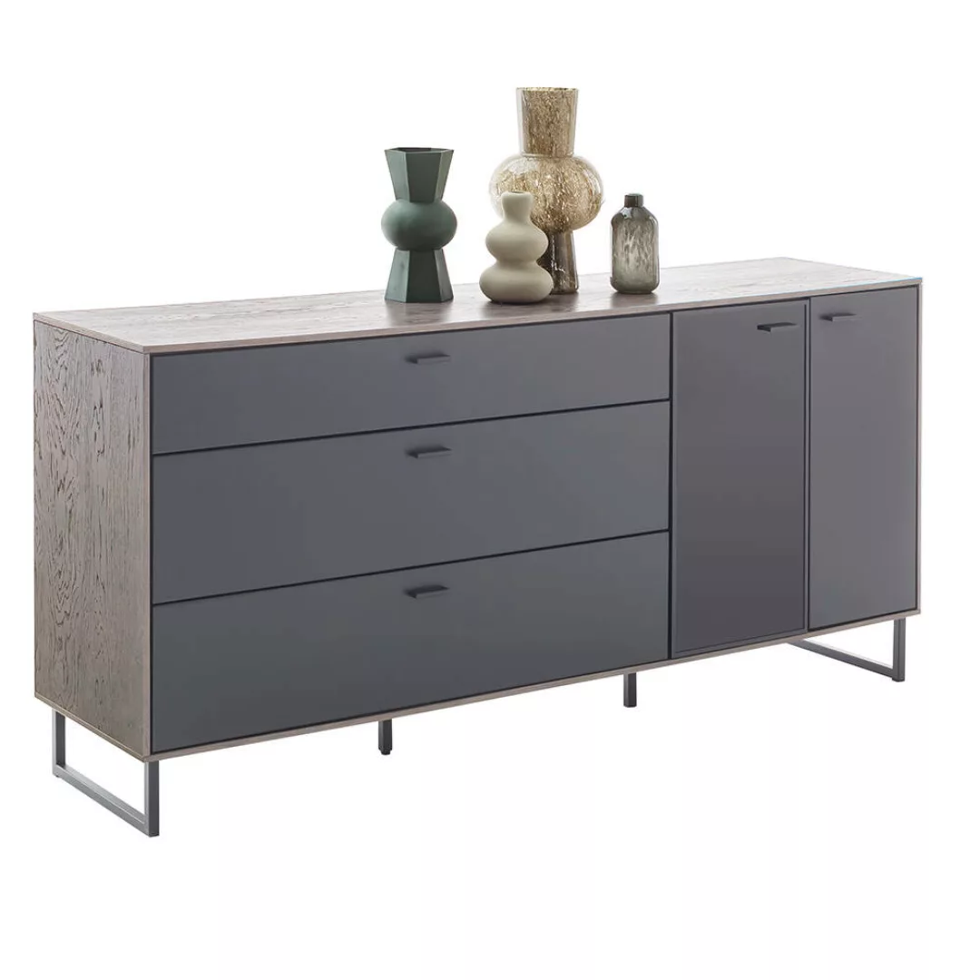 Wohnzimmer Sideboard in schwarz mit Eiche VARAZZE-05 günstig online kaufen