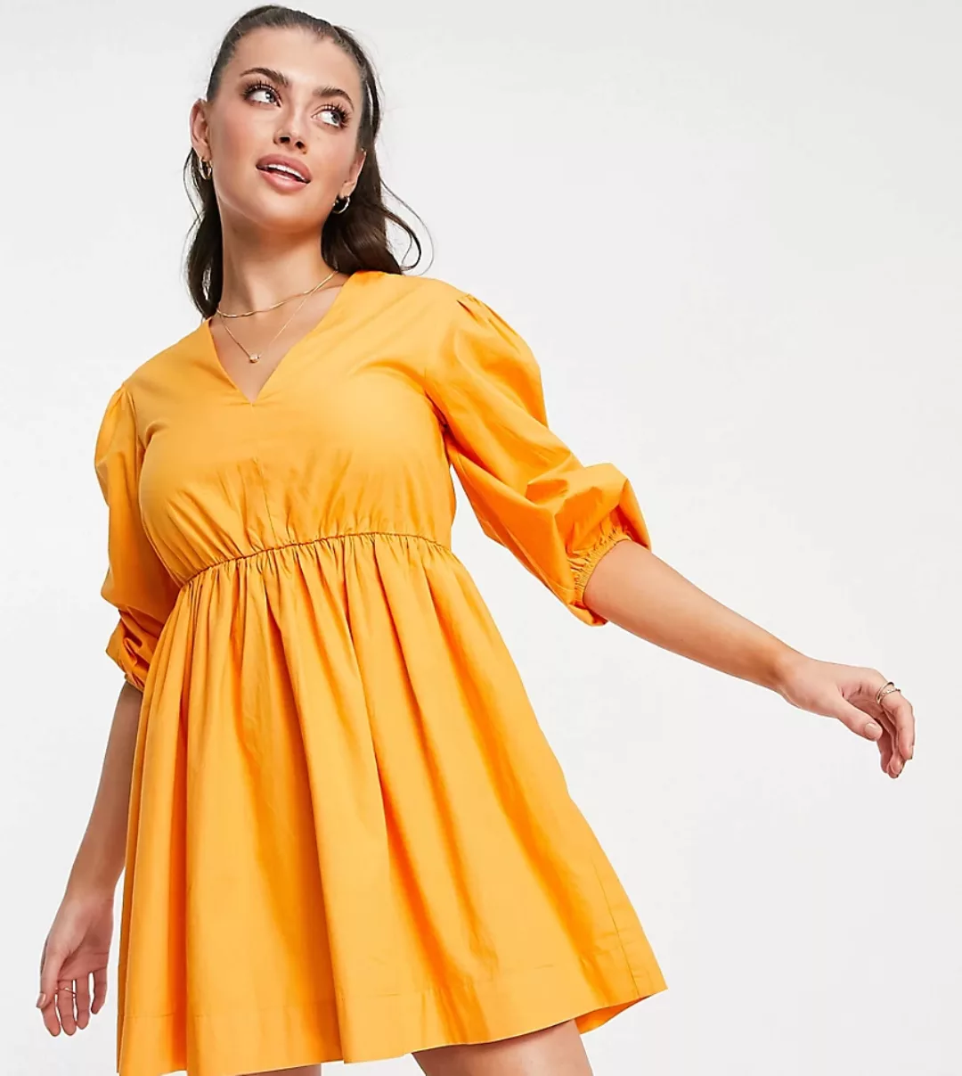 Accessorize – Exklusives Kleid mit Puffärmeln in Orange günstig online kaufen
