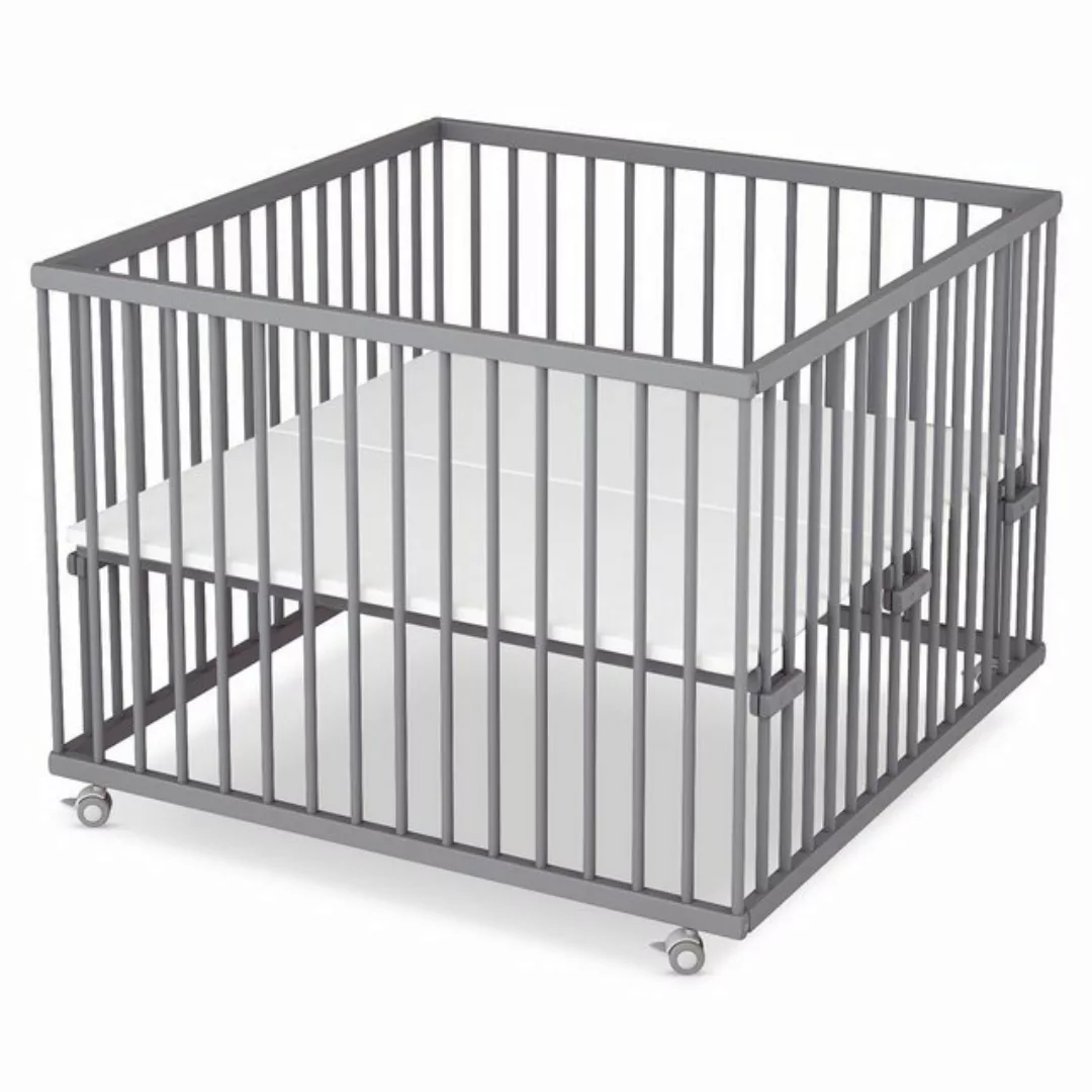 Sämann Babybett Laufgitter 100x100 cm grau Premium Kollektion Laufstall für günstig online kaufen