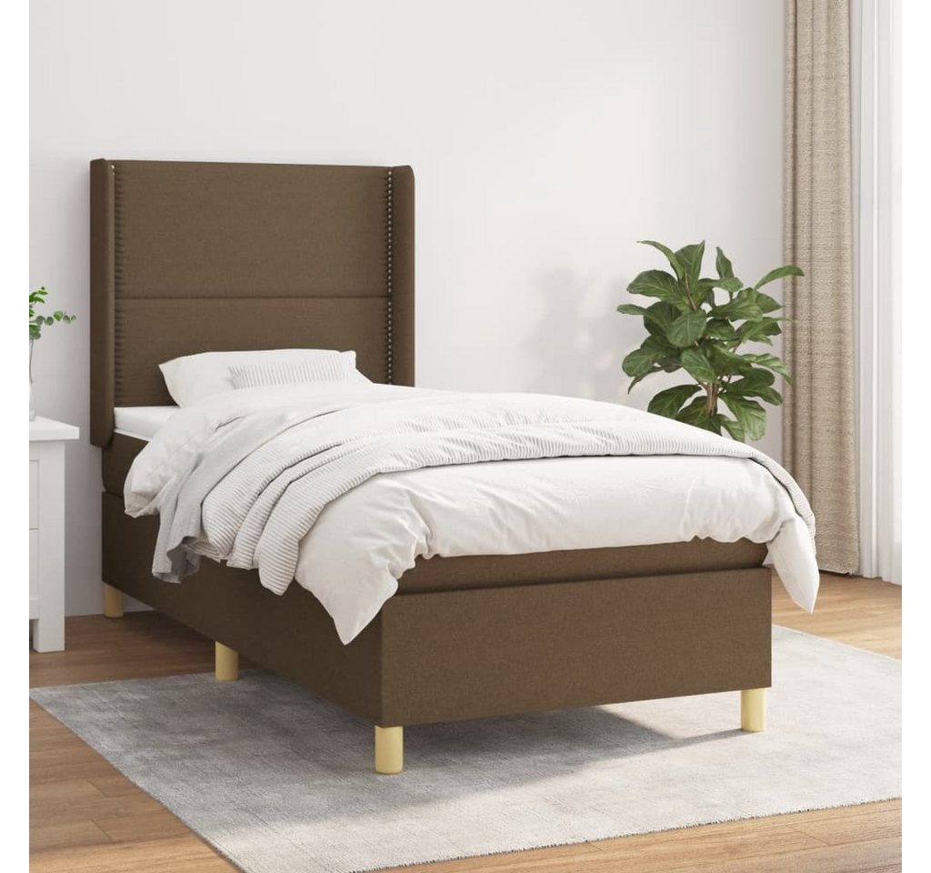 vidaXL Boxspringbett Boxspringbett mit Matratze Dunkelbraun 100x200 cm Stof günstig online kaufen