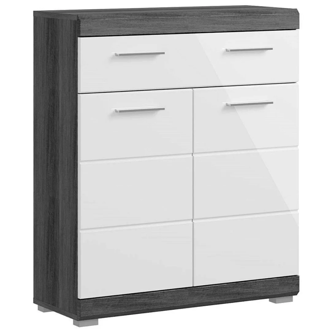 Badezimmerschrank ca. 74 cm breit modern in Hochglanz weiß mit grau SIROCO- günstig online kaufen