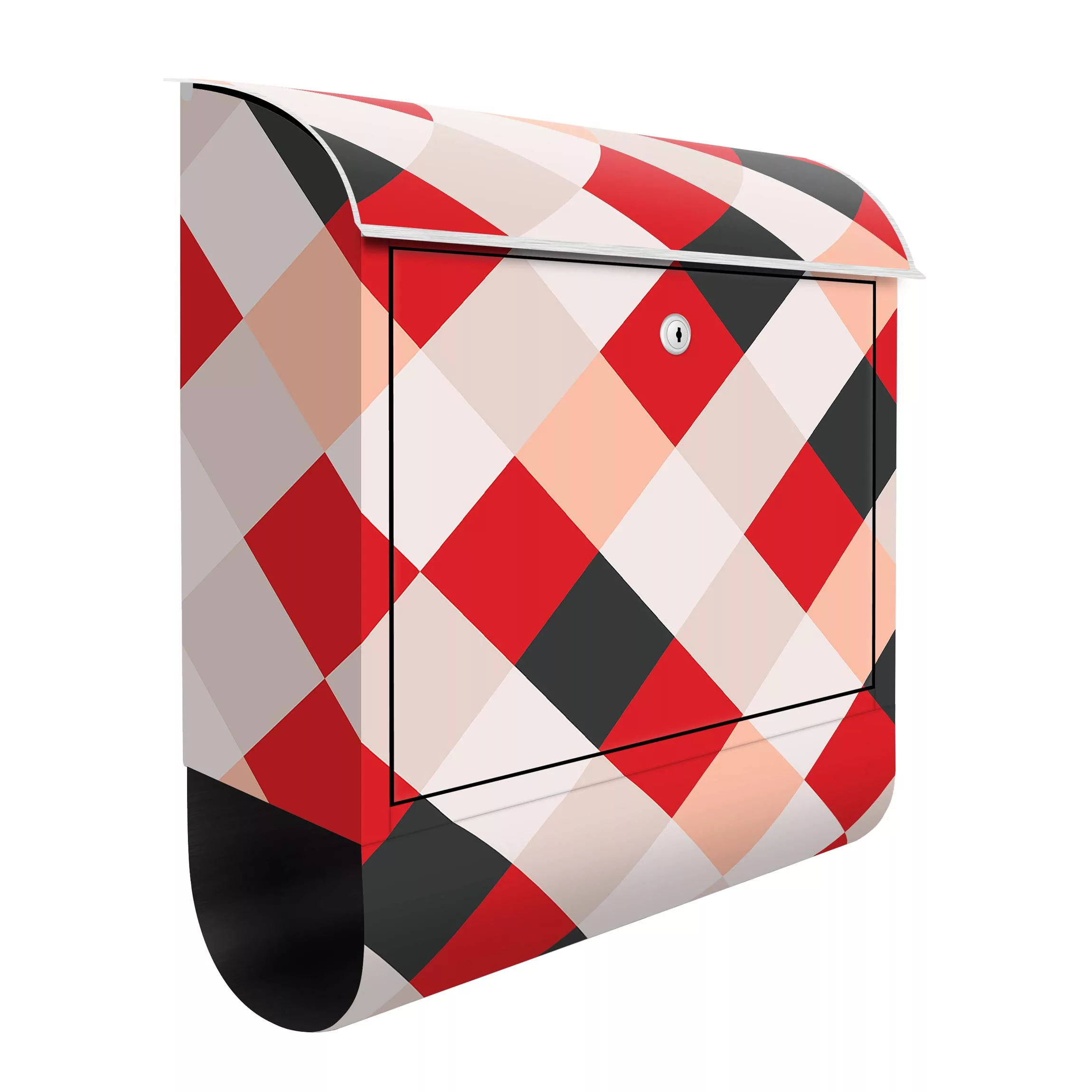 Briefkasten Geometrisches Muster gedrehtes Schachbrett Rot günstig online kaufen