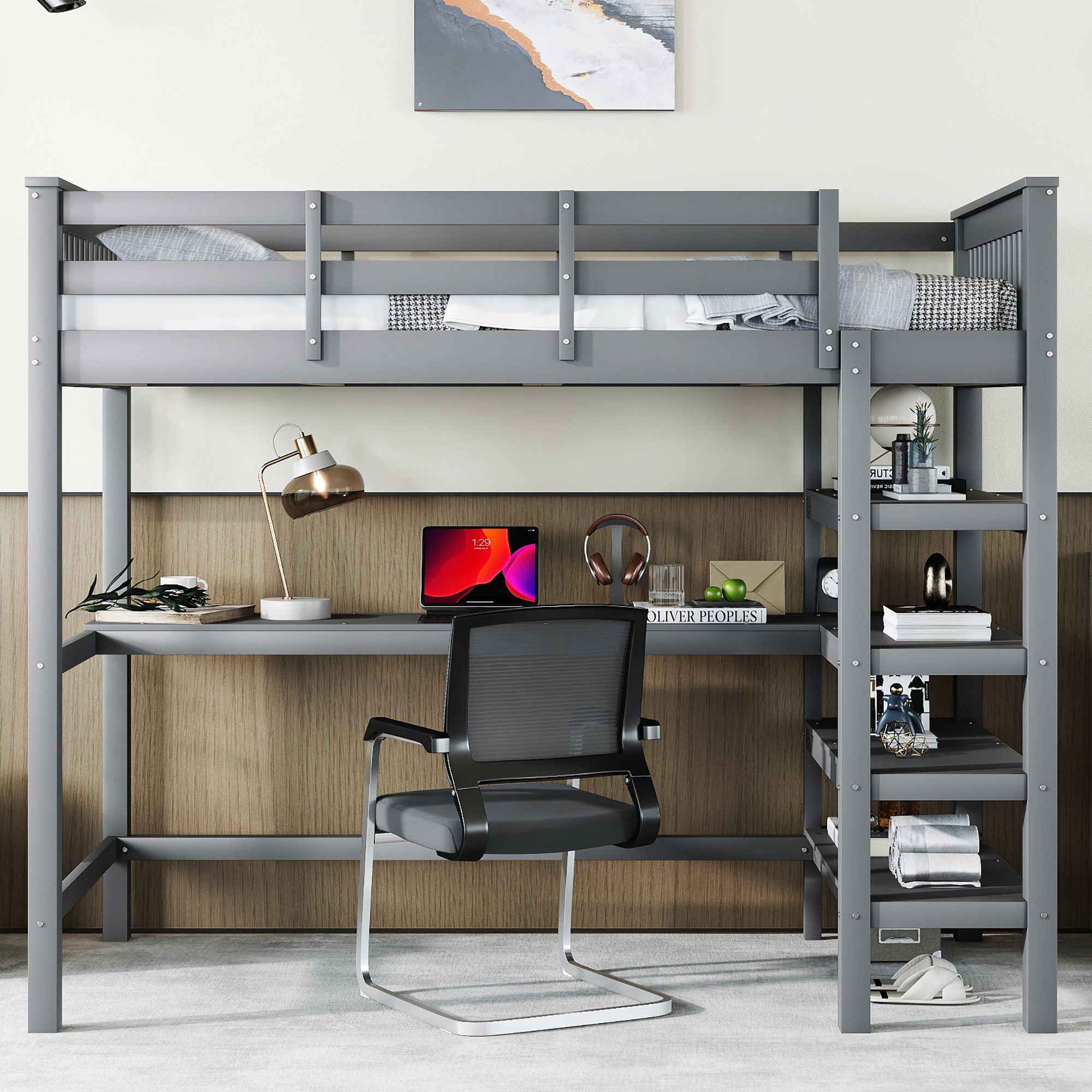 STILVORA Hochbett 90x200 mit schreibtisch,Kinderbett mit günstig online kaufen