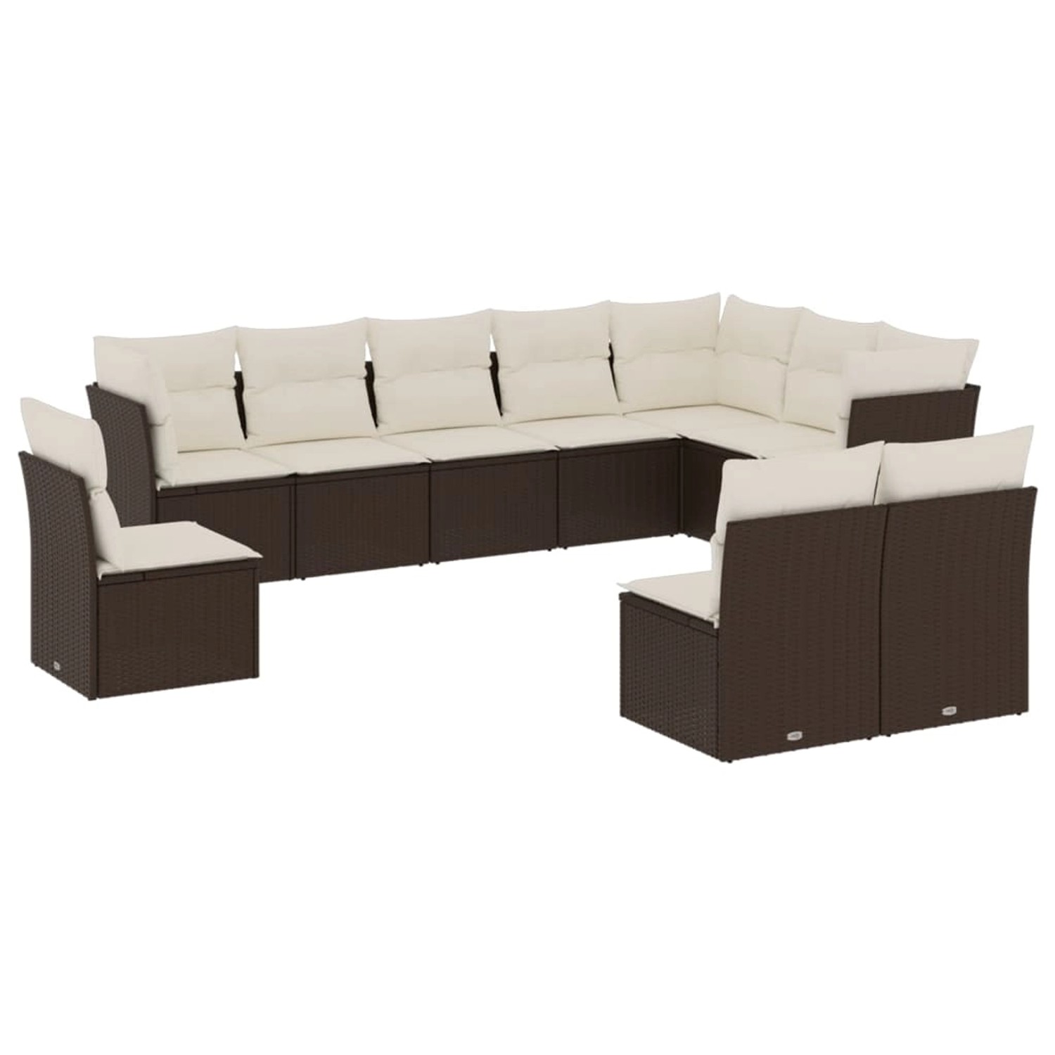 vidaXL 10-Tlg Garten-Sofagarnitur mit Kissen Braun Poly Rattan 3249642 günstig online kaufen