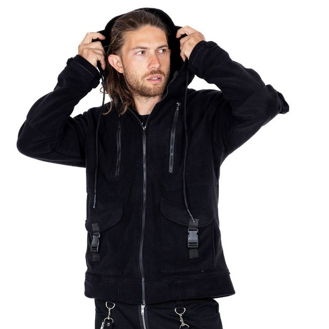 Chemical Black Blouson Troy Fleecjacke Gothic Flauschig Zip Taschen Hoodie günstig online kaufen