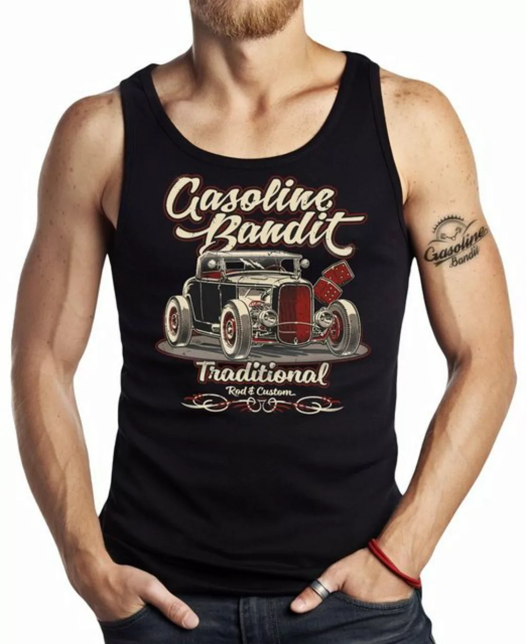 GASOLINE BANDIT® Tanktop Hot-Rod Racer Tank-Top Muskel Shirt: Traditional R günstig online kaufen