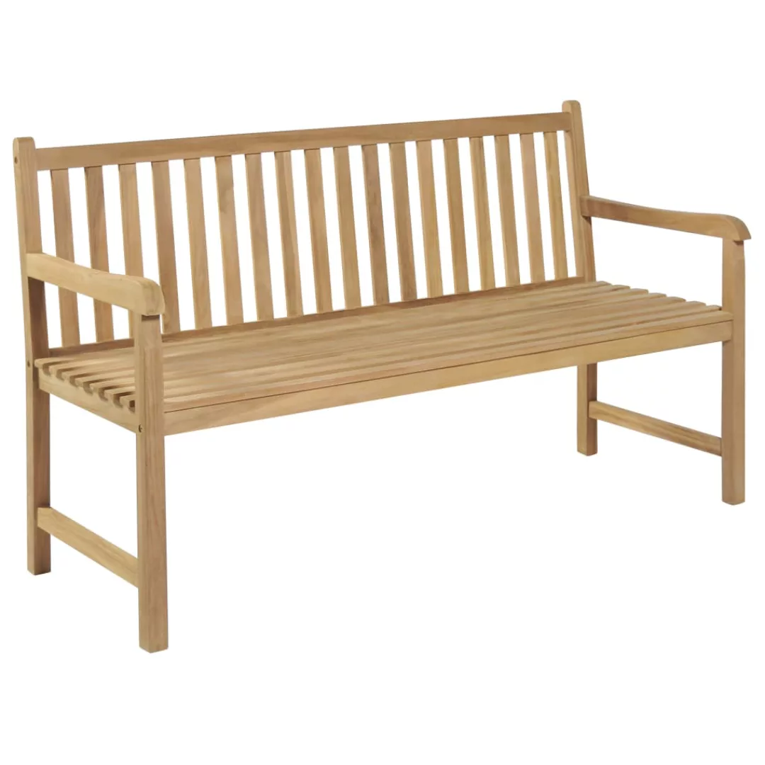 Gartenbank Mit Grüner Auflage 150 Cm Massivholz Teak günstig online kaufen