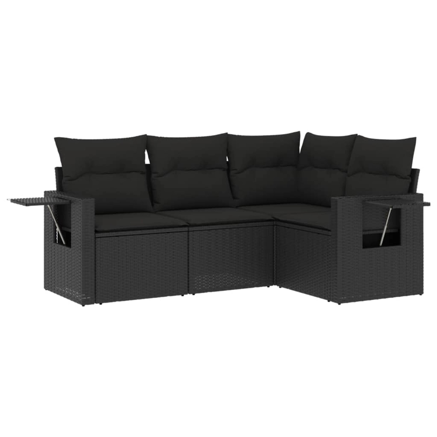 vidaXL 4-Tlg Garten-Sofagarnitur mit Kissen Schwarz Poly Rattan 3220104 günstig online kaufen