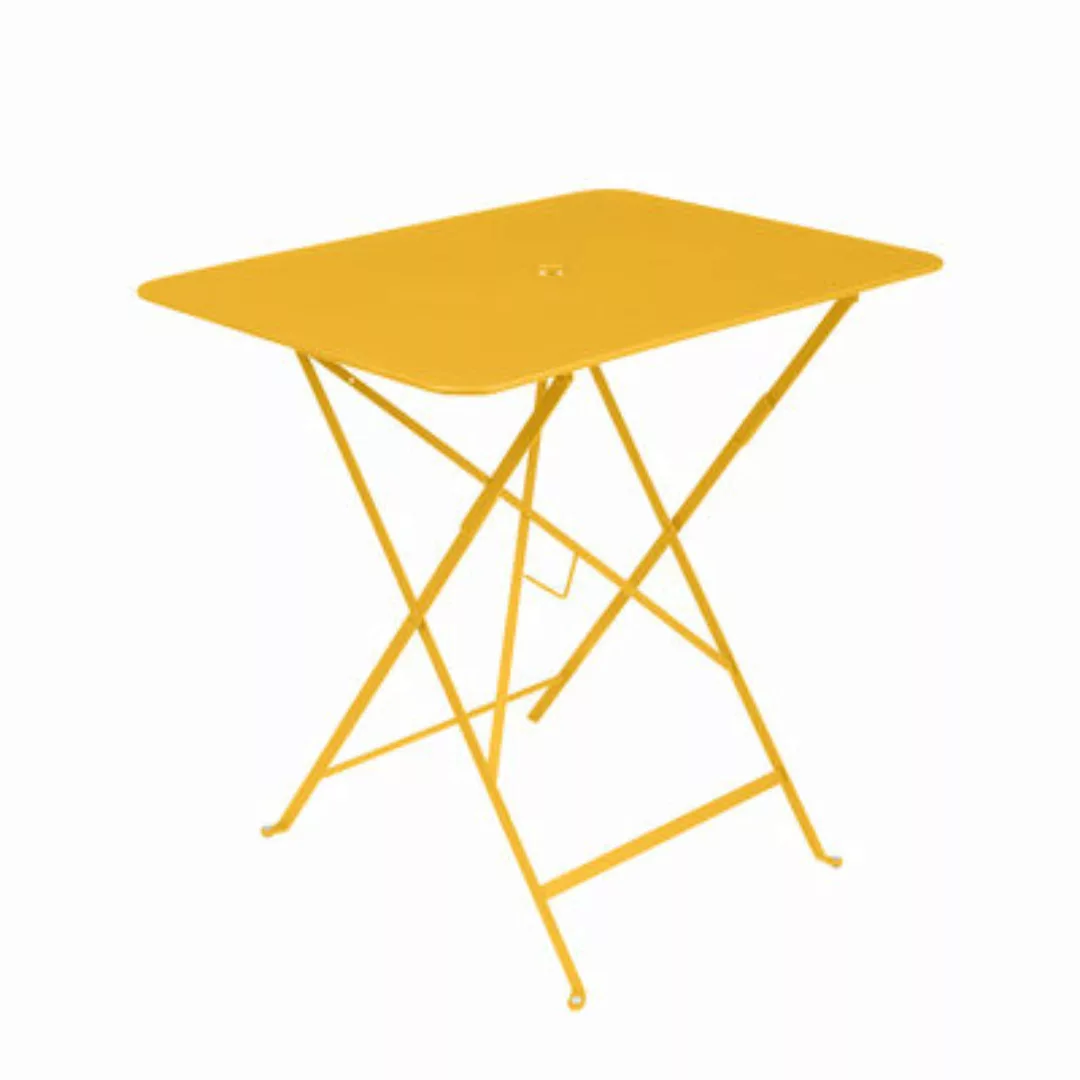 Klapptisch Bistro metall gelb / 77 x 57 cm - 4 Personen / Sonnenschirm-Loch günstig online kaufen