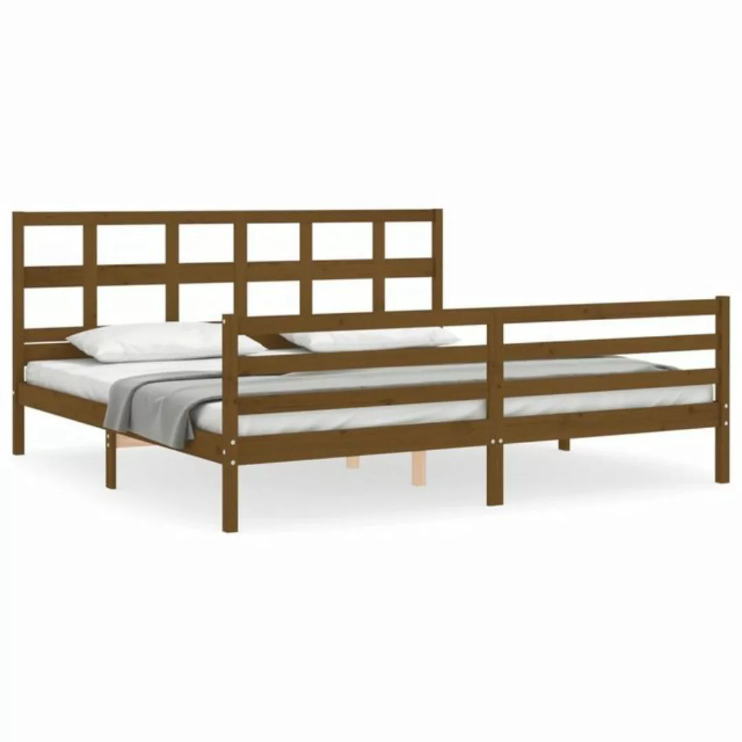 furnicato Bett Massivholzbett mit Kopfteil Honigbraun 200x200 cm günstig online kaufen