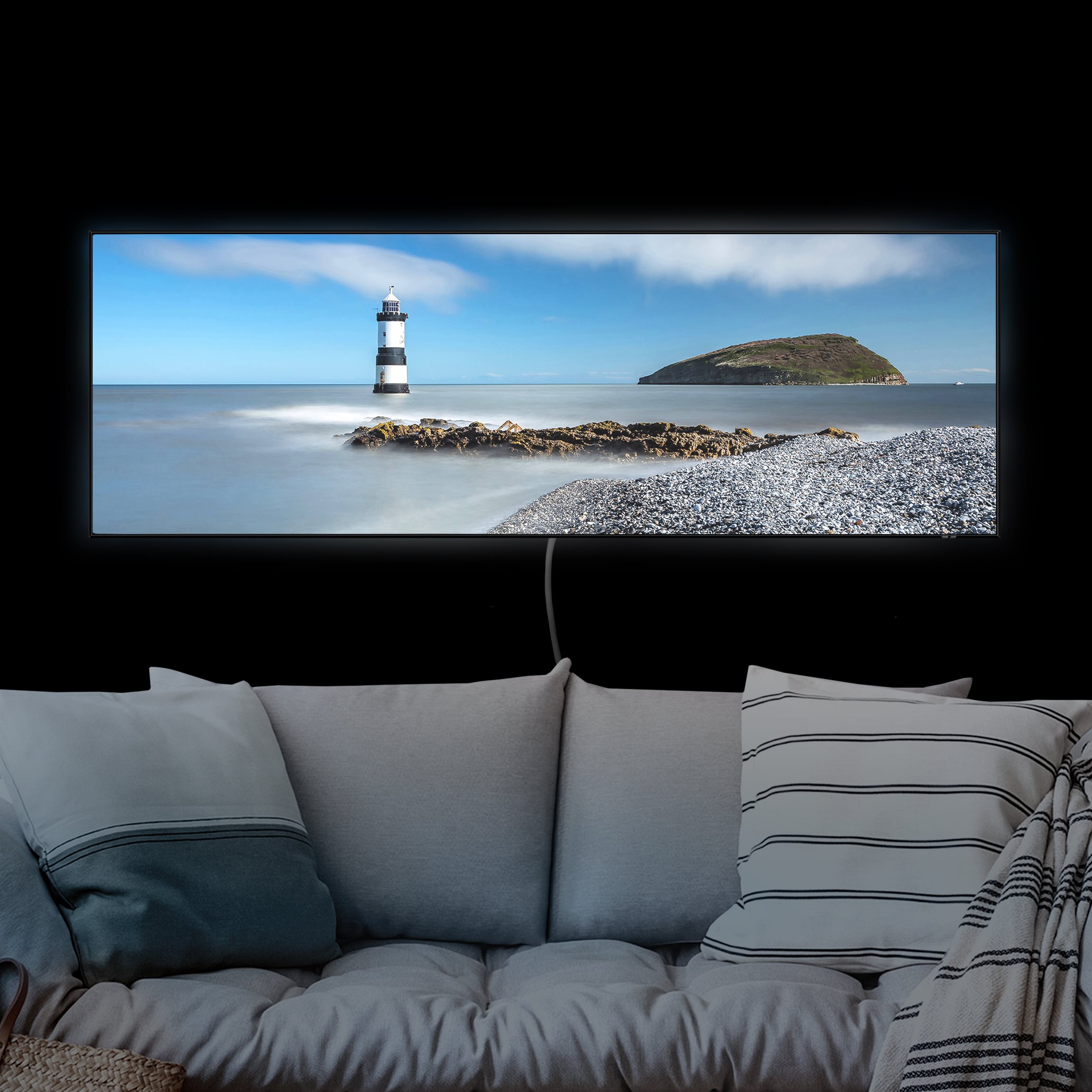 LED-Wechselbild Leuchtturm in Wales günstig online kaufen