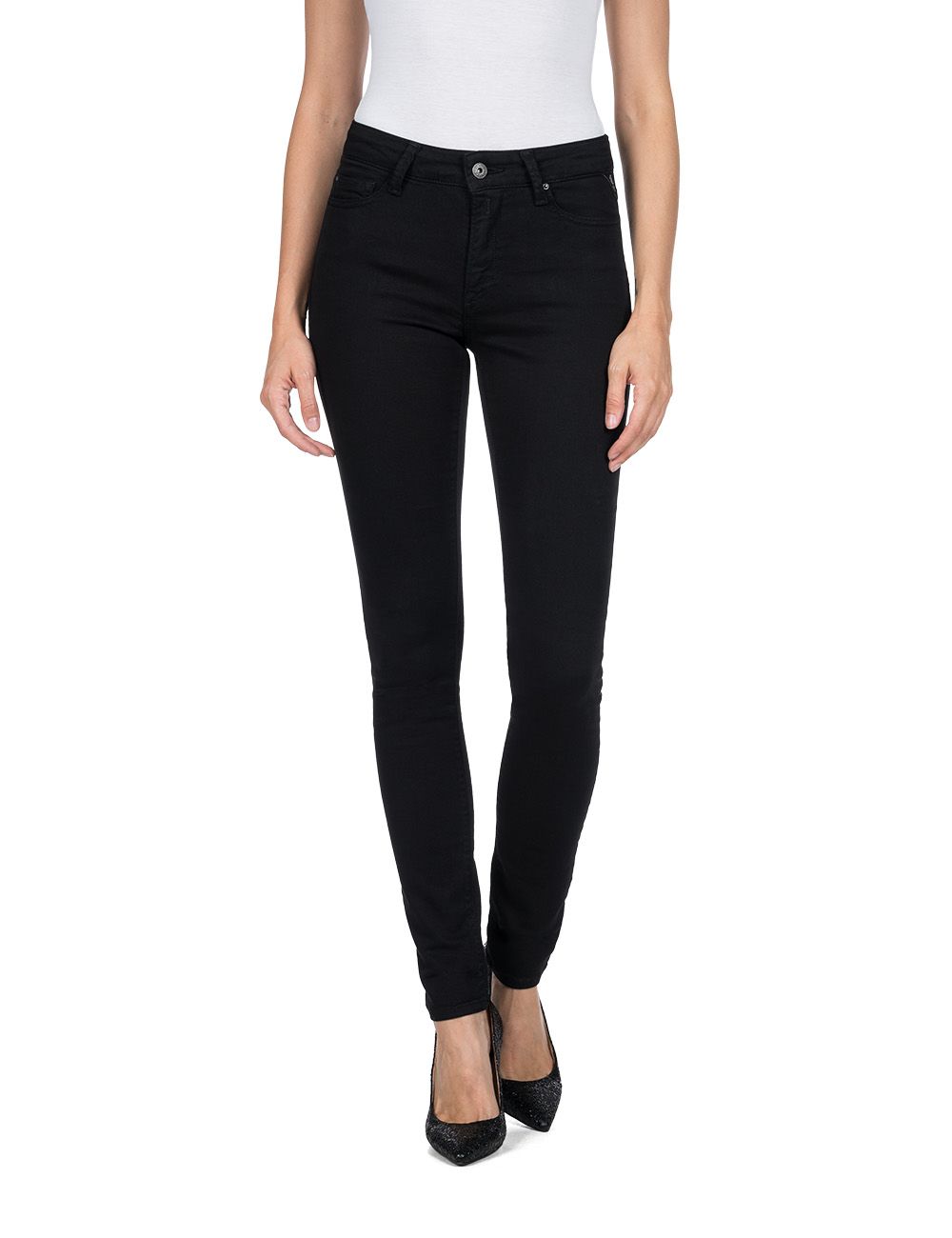 Replay Damen Jeans Luzien - Skinny Fit - Schwarz - Black Denim günstig online kaufen