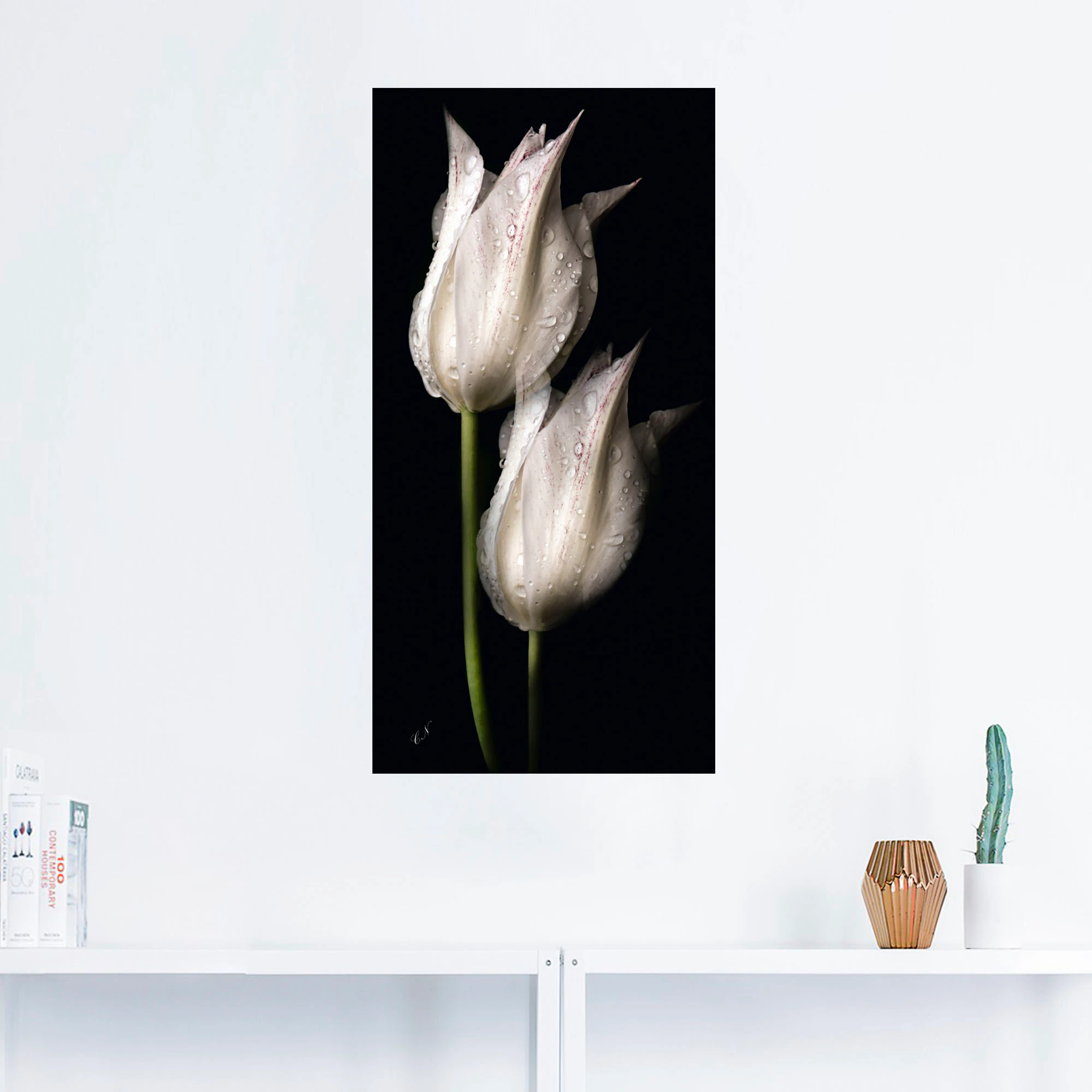 Artland Wandbild "Weiße Tulpen in der Nacht", Blumenbilder, (1 St.), als Al günstig online kaufen