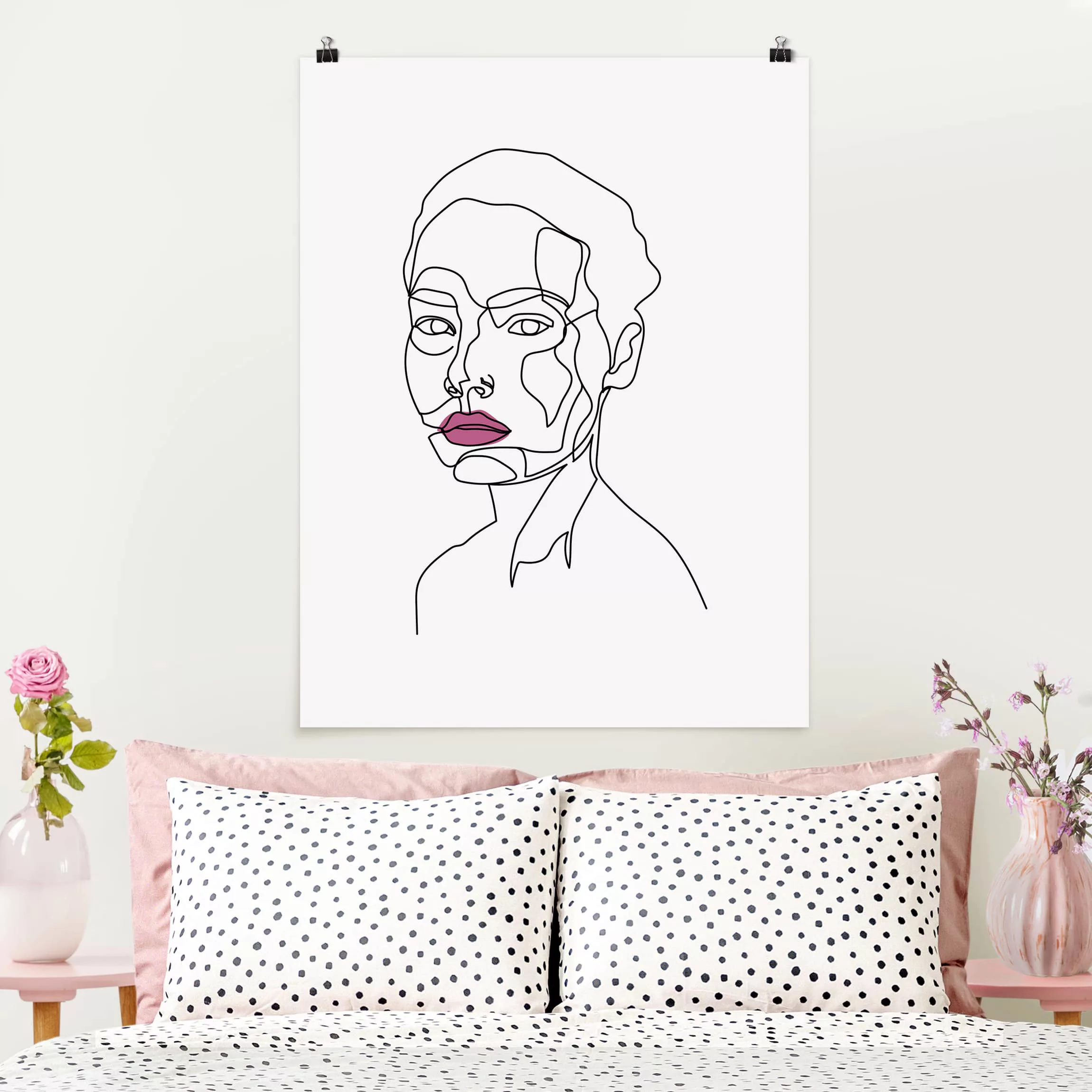 Poster Portrait - Hochformat Portrait Frau Line Art günstig online kaufen