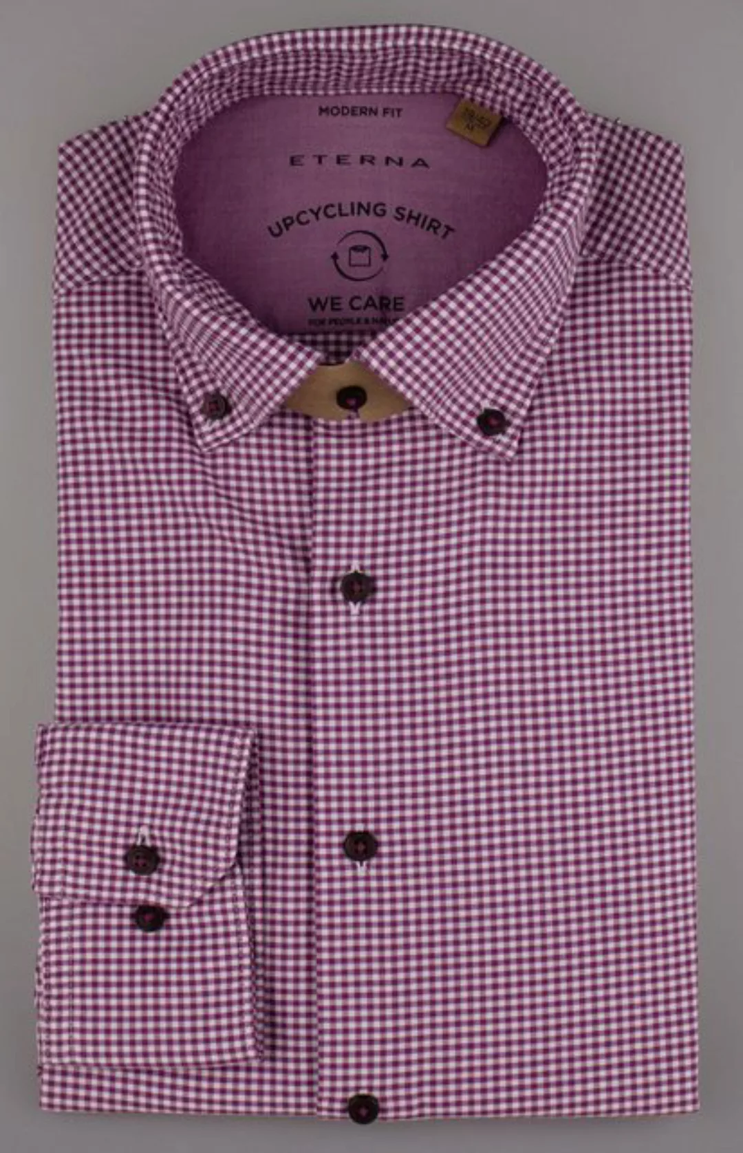 Eterna Klassische Bluse ETERNA MODERN FIT UPCYCLING SHIRT Langarm Hemd pink günstig online kaufen