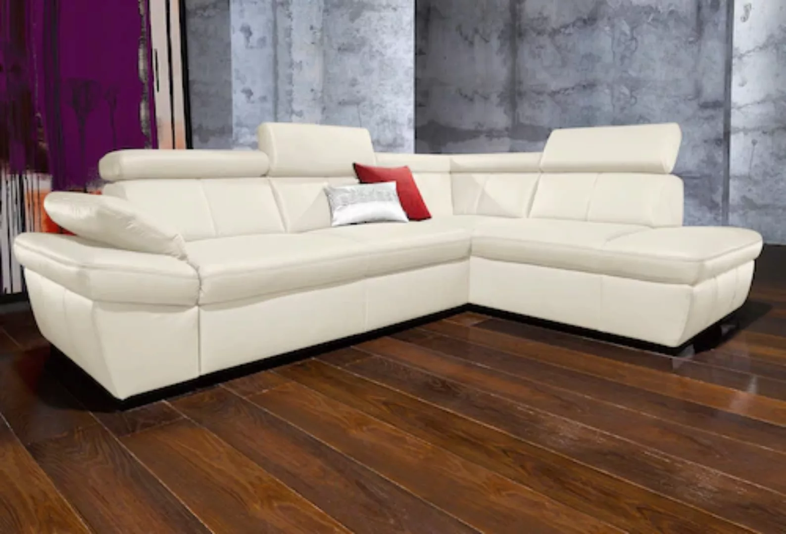 exxpo - sofa fashion Ecksofa Salerno, L-Form, inkl. Kopf- und Armteilverste günstig online kaufen