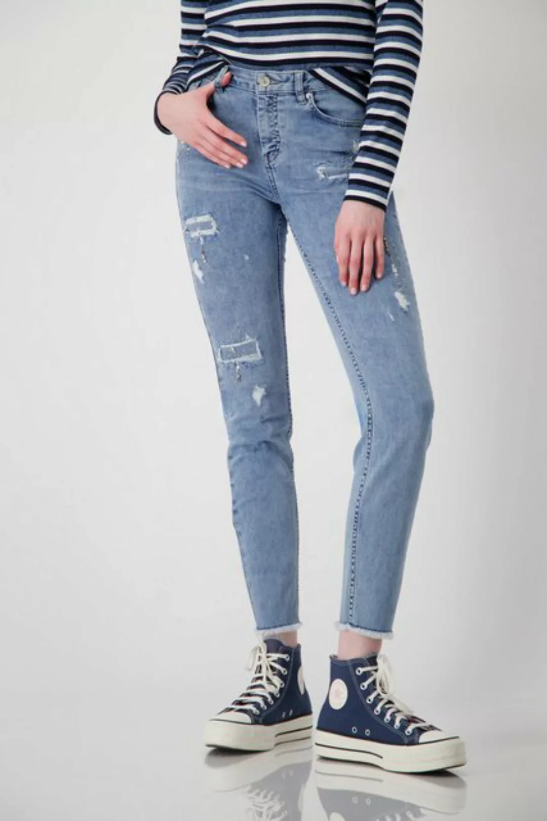 Monari 2-in-1-Hose Jeans mit Rissen und Schmuck 750 günstig online kaufen