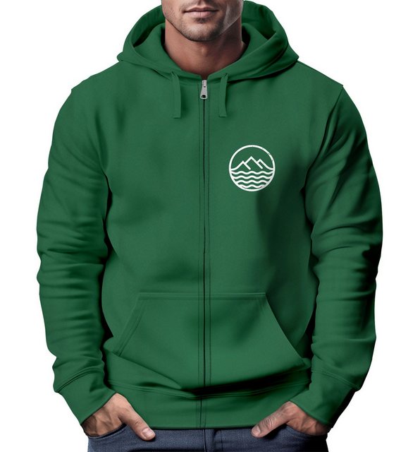 Neverless Sweatjacke Herren Sweatjacke mit Kapuze Wandern Berge Logo Motiv günstig online kaufen