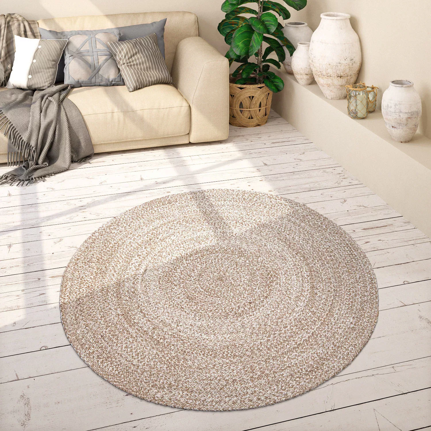 Paco Home Teppich »Viborg 595«, rund, 13 mm Höhe, Jute, Modern, Boho, Handg günstig online kaufen